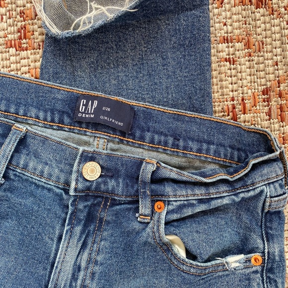 GAP Midrise Distressed Girlfriend Jeans - Picture 3 of 8